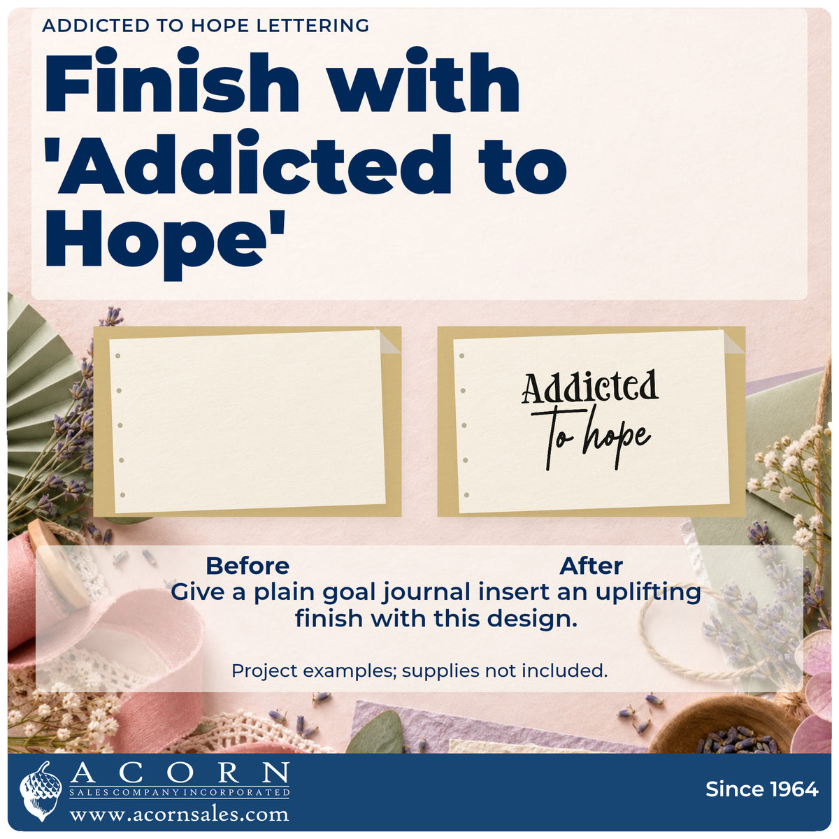 Before and after of a plain item finished with the Addicted To Hope Rubber Stamp – Duo Hand, a quick upgrade for framed tying bench.