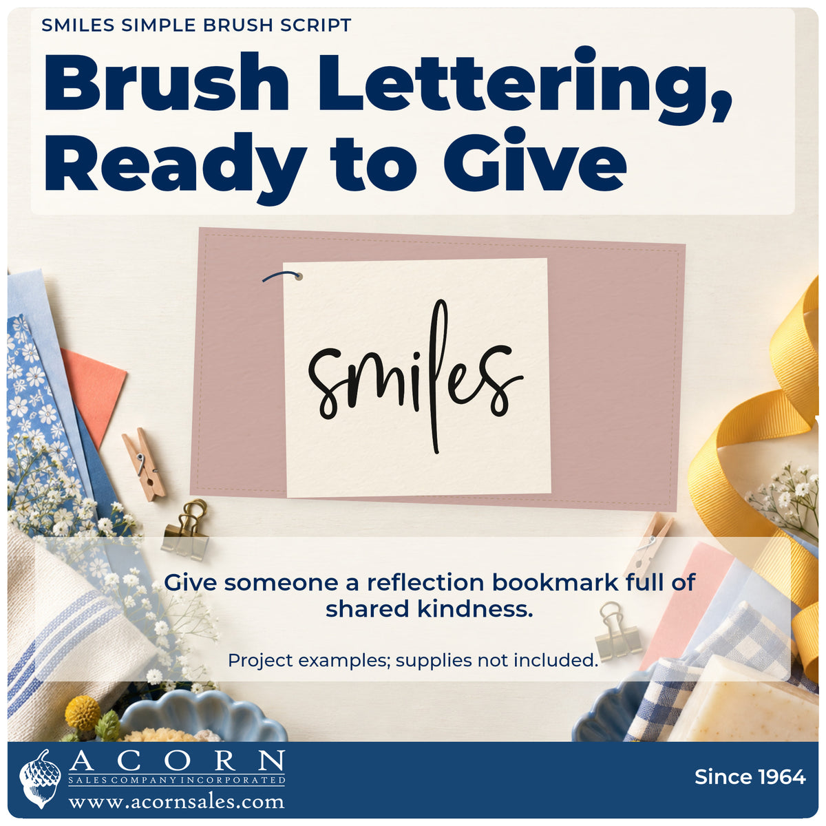 A finished handmade project stamped with the Smiles Simple Brush Script Lettering Stamp – Self-Inking, ideal for booth album page.