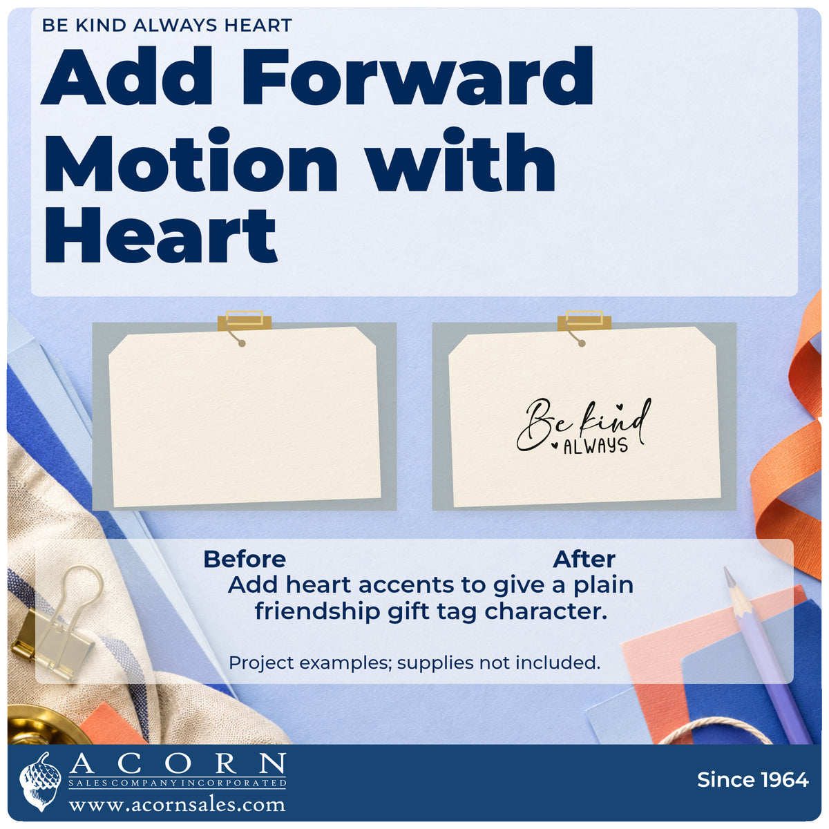 Before and after of a plain item finished with the Be Kind Always With Hearts Hand Stamp – Duo, a quick upgrade for framed front porch.