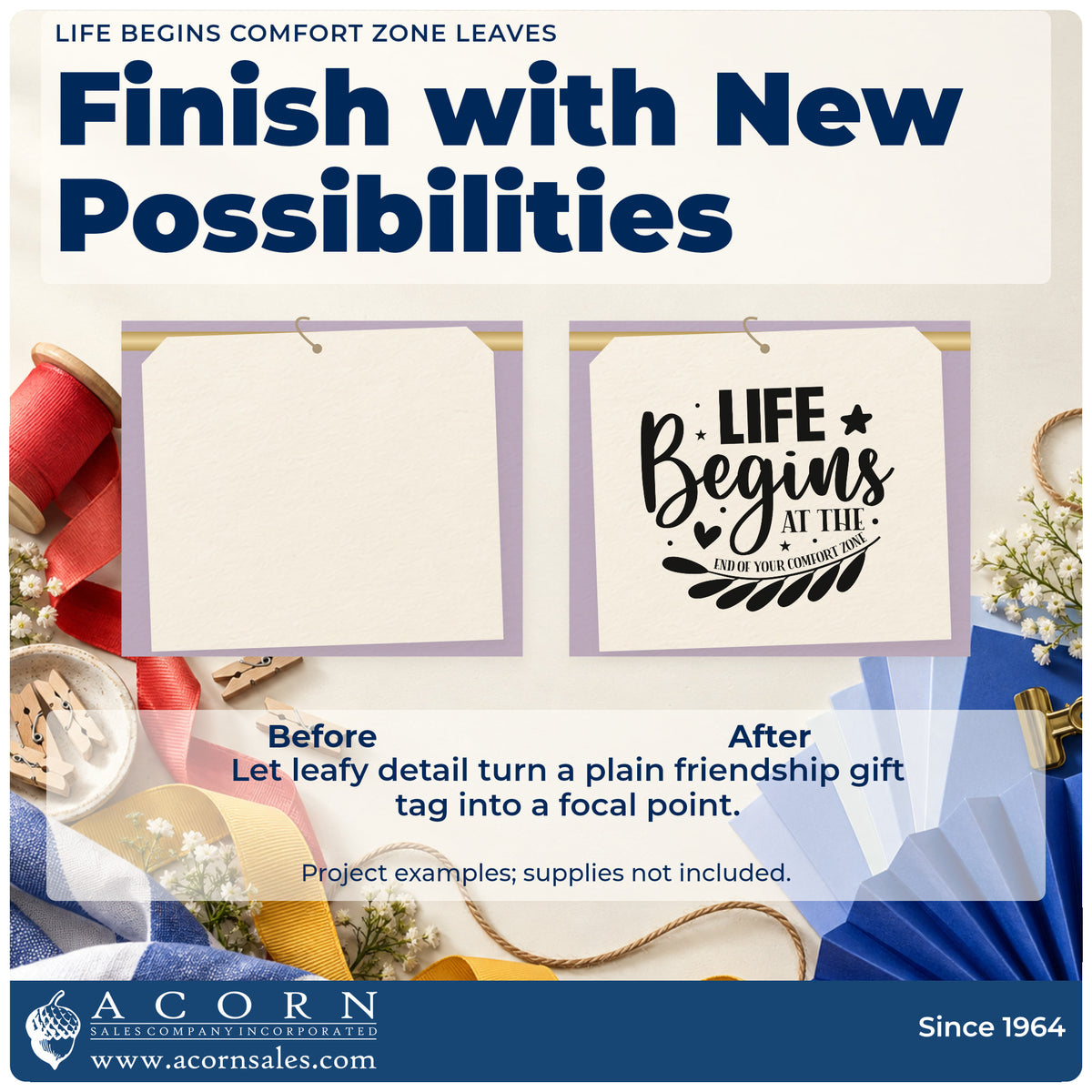 Before and after of a plain item finished with the Life Begins Comfort Zone Leaves Stamp – Premium Vintage Pro Wooden, a quick upgrade for framed back bar.