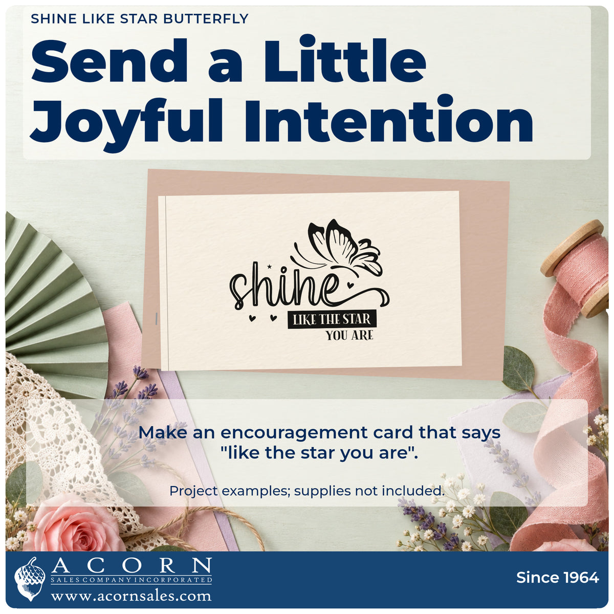 A finished handmade project stamped with the Shine Like Star Butterfly With Hearts Slim Pre-Inked Stamp, ideal for choir year album page.