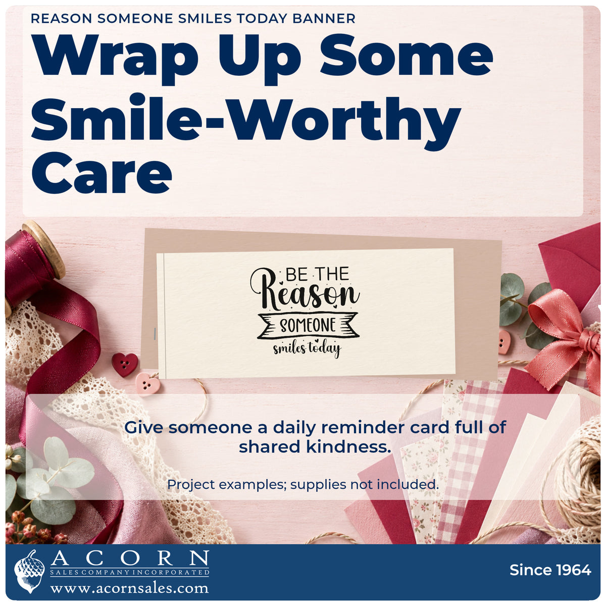 A finished handmade project stamped with the Reason Someone Smiles Today Banner Pre-Inked Stamp – Slim, ideal for route year album page.