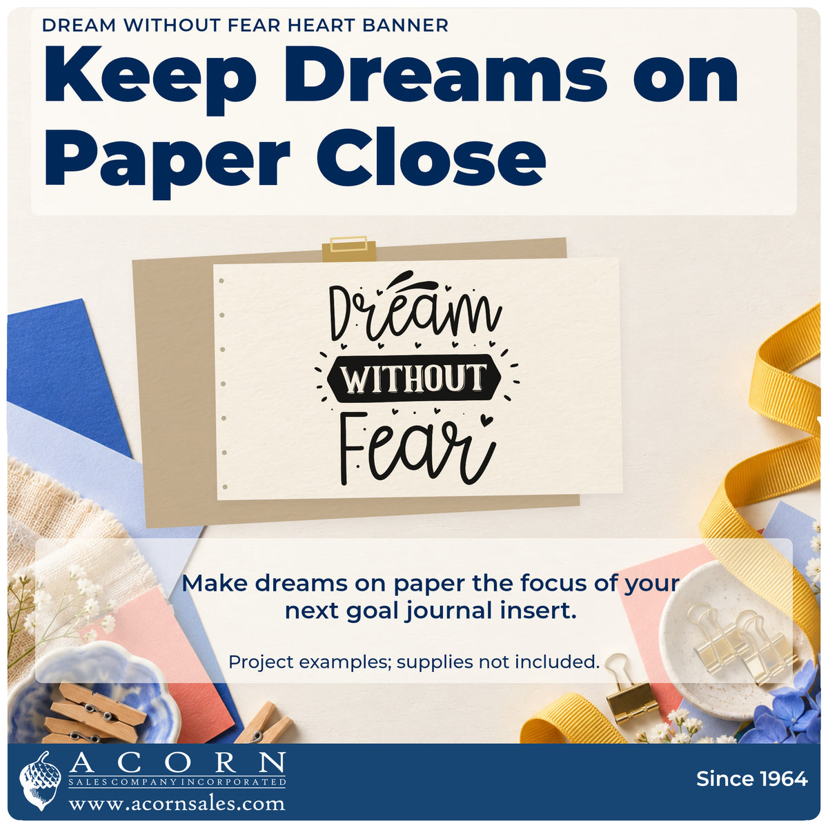 A finished handmade project stamped with the Dream Without Fear Heart Banner Self-Inking Stamp, ideal for aerial album page.