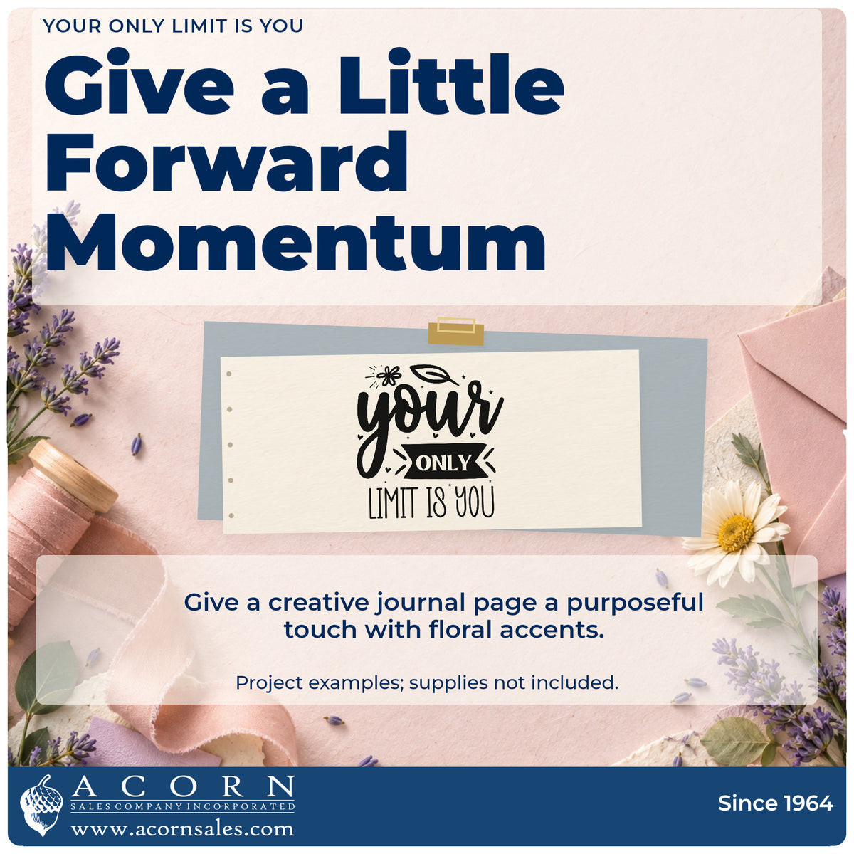 A finished handmade project stamped with the Your Only Limit Is You Flower Motif Craft Stamp – Self-Inking, ideal for season album page.