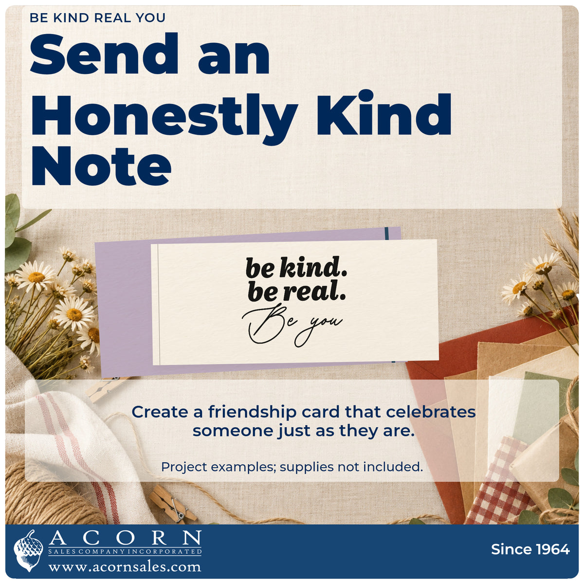 A finished handmade project stamped with the Be Kind Real You Compact Pre-Inked Stamp – Slim, ideal for homeroom album page.