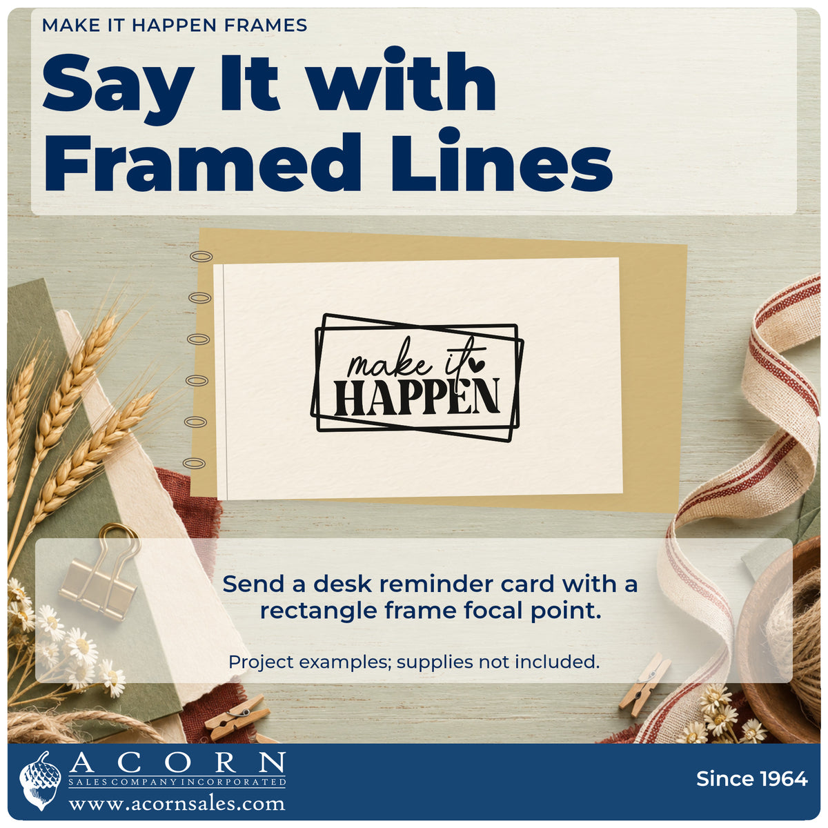 A finished handmade project stamped with the Make It Happen Frames Slim Pre-Inked Stamp, ideal for race day album page.