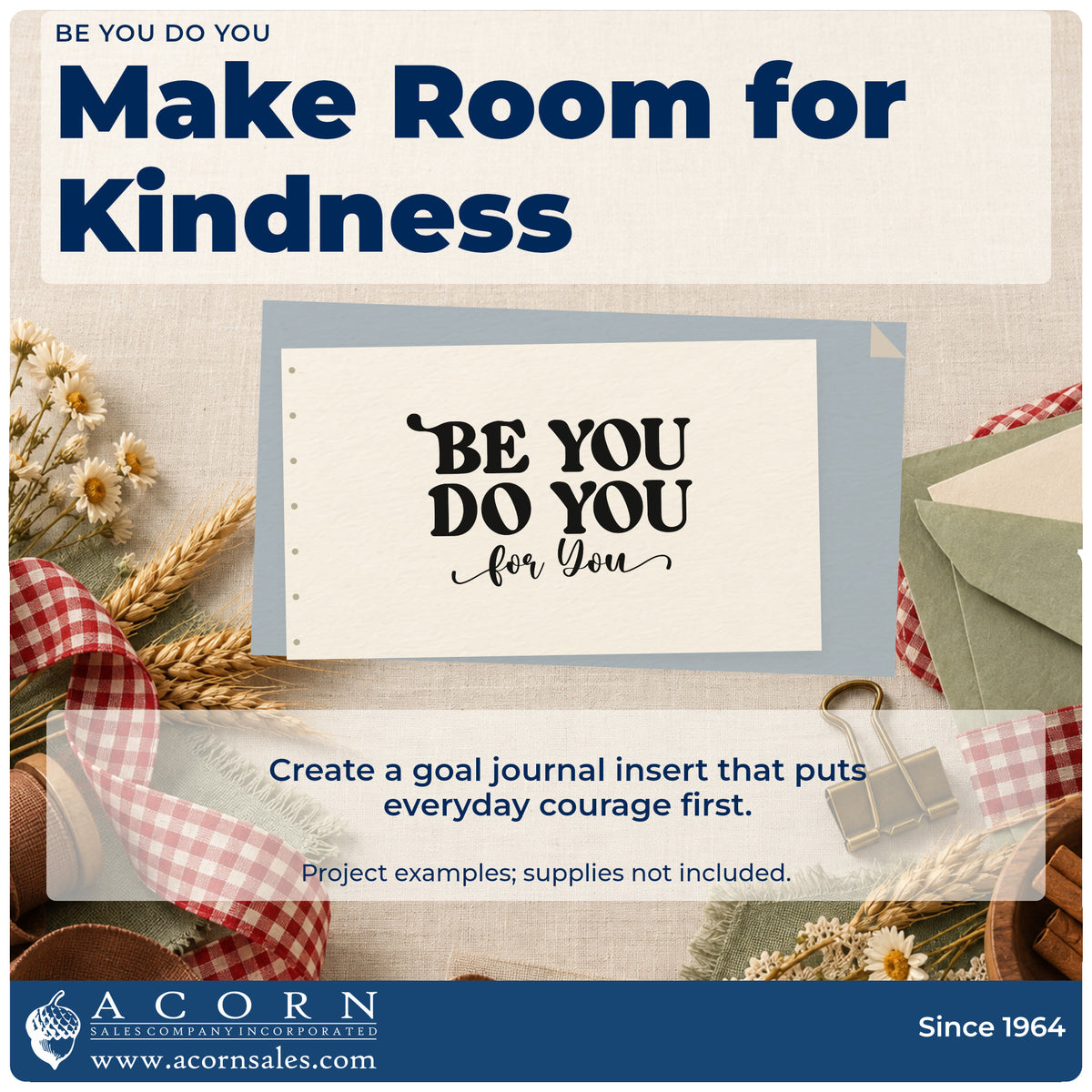 A finished handmade project stamped with the Be You Do You Serif Lettering Rubber Stamp – Wood Handle, ideal for senior year album page.