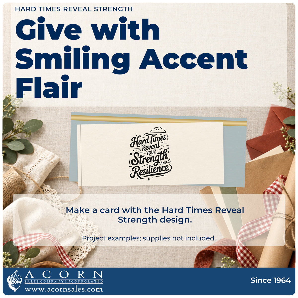 A finished handmade project stamped with the Premium Wooden Hard Times Reveal Your Strength And Resilience Stamp – Vintage Pro, ideal for slow season album page.