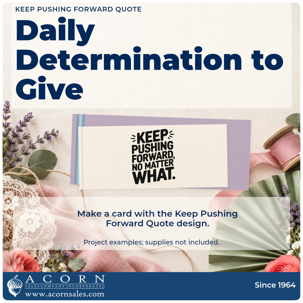 A finished handmade project stamped with the Keep Pushing Forward No Matter What Stamp – Self-Inking, ideal for winter album page.