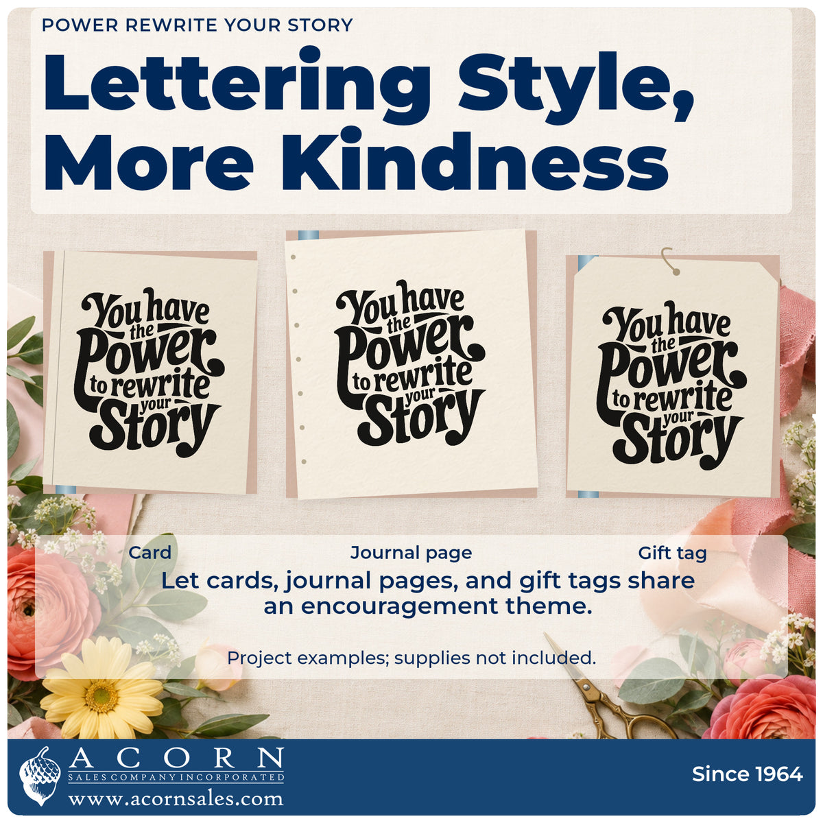 Three project examples made with the You Have The Power To Rewrite Your Story Stamp – Premium Vintage Pro Wooden, including note drill sheet.