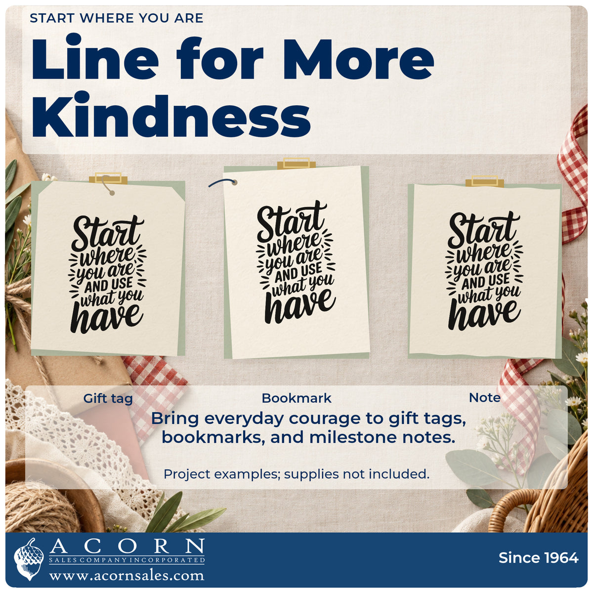 Three project examples made with the Start Where You Are Pre-Inked Stamp – PSI, including pot plan sheet.
