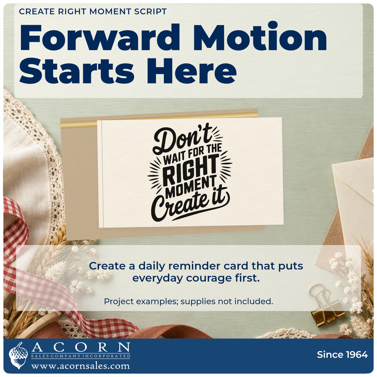 A finished handmade project stamped with the Create Right Moment Script Rubber Stamp – Duo Hand, ideal for adoption album page.