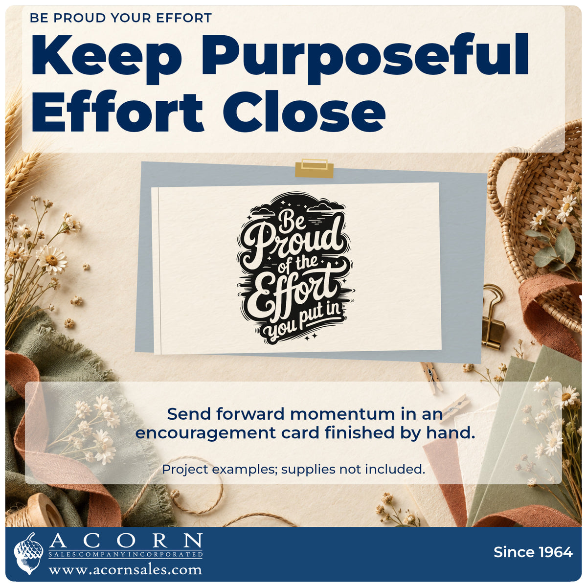 A finished handmade project stamped with the Pre-Inked Be Proud Your Effort Lettering Stamp – PSI, ideal for sports day album page.
