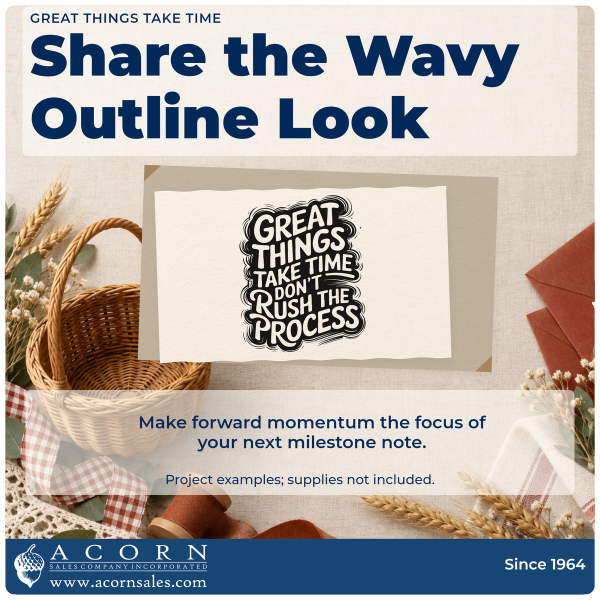 A finished handmade project stamped with the Great Things Take Time Don't Rush The Process Pre-Inked Stamp – Slim, ideal for sugaring album page.
