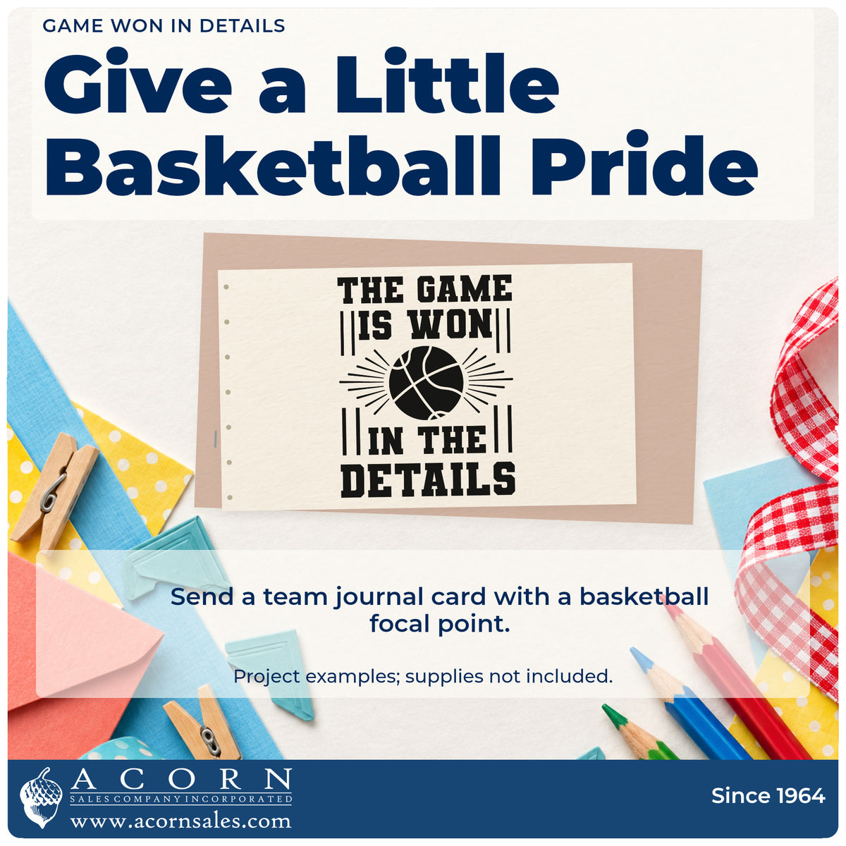 A finished handmade project stamped with the The Game Is Won In The Details Rubber Stamp – Wood Handle, ideal for locker room signs.