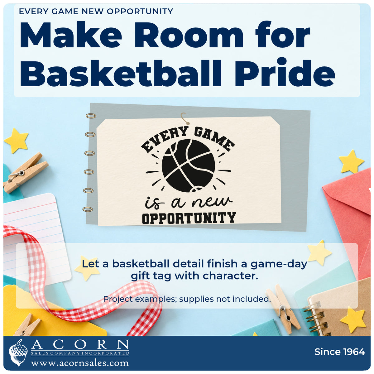 A finished handmade project stamped with the Every Game Is A New Opportunity Pre-Inked Stamp – Slim, ideal for tournament album page.