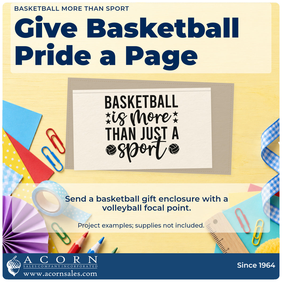A finished handmade project stamped with the Basketball Is More Than Just A Sport Pre-Inked Stamp – Slim, ideal for holiday cup album page.