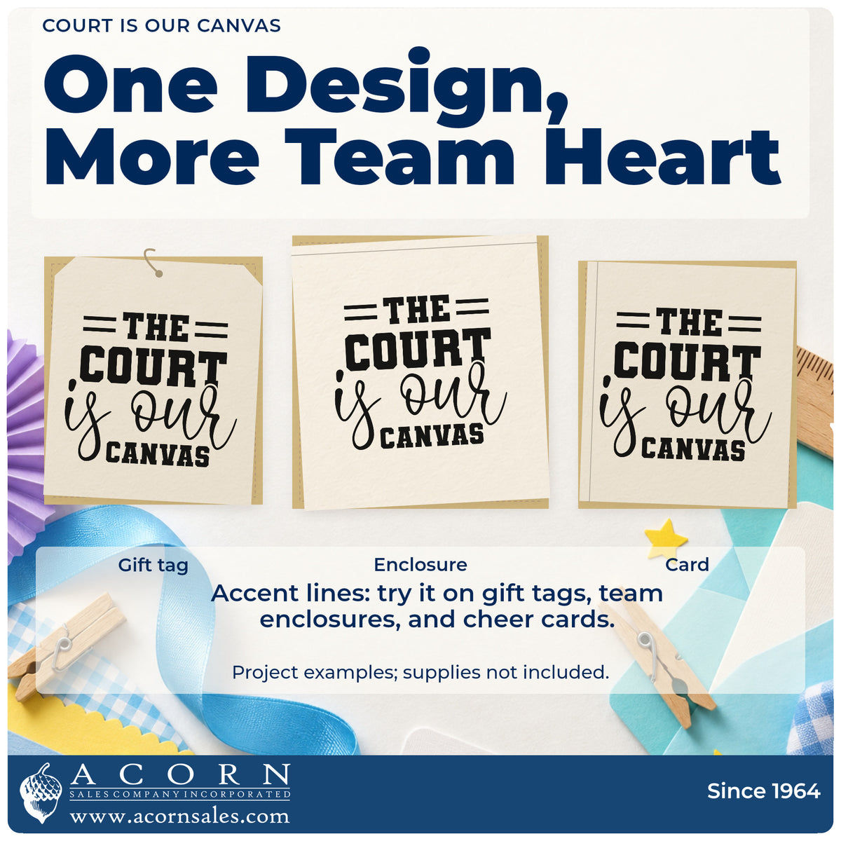 Three project examples made with the The Court Is Our Canvas Pre-Inked Stamp – Slim, including coat schedule sheet.