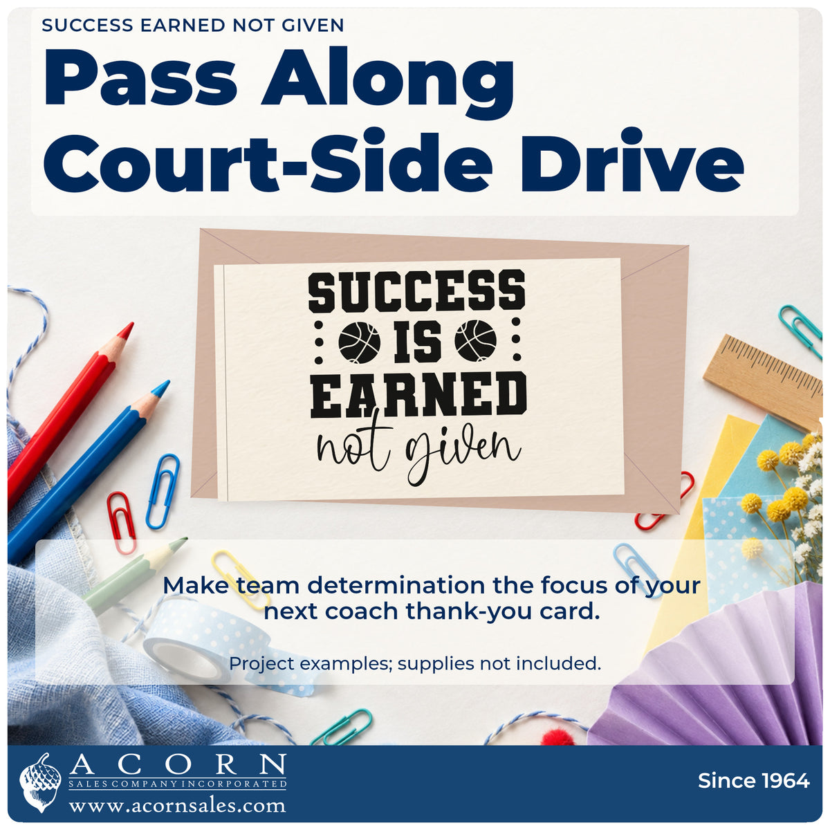 A finished handmade project stamped with the Success Is Earned Not Given Basketball Pre-Inked Stamp – Slim, ideal for challenge album page.
