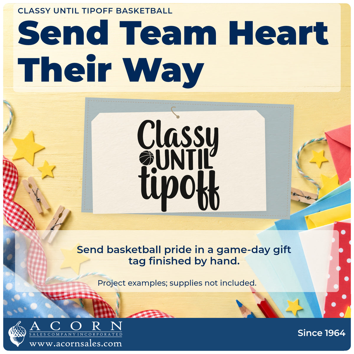 A finished handmade project stamped with the Pre-Inked Classy Until Tipoff Basketball Stamp – PSI, ideal for game night album page.
