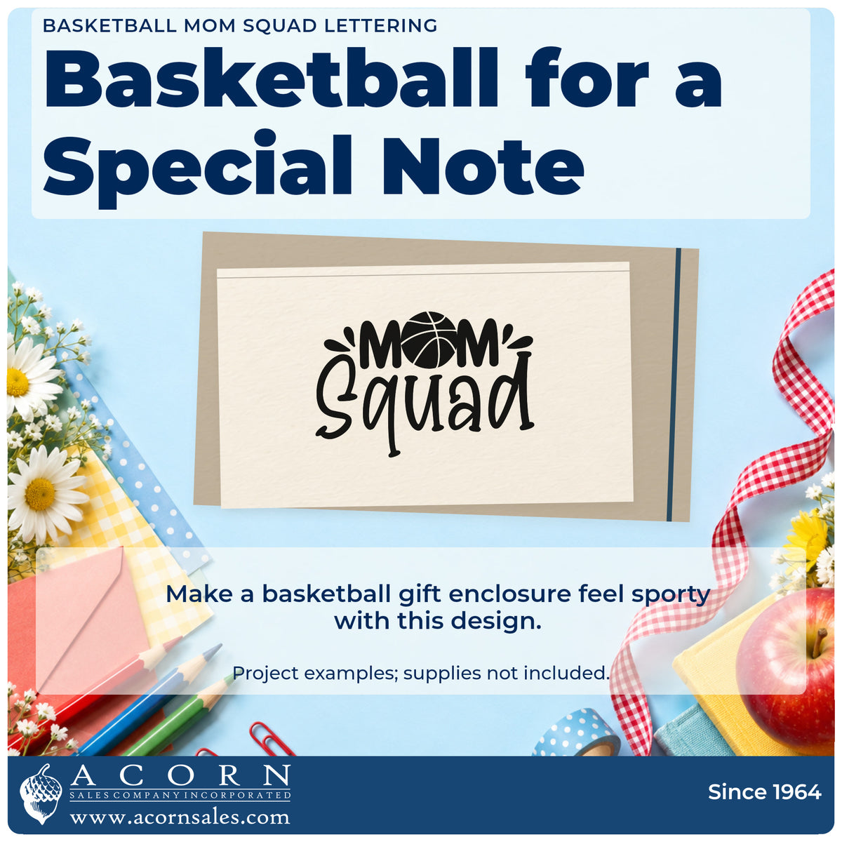 A finished handmade project stamped with the Basketball Mom Squad Word Art Premium Wooden Stamp – Vintage Pro, ideal for bake sale album page.