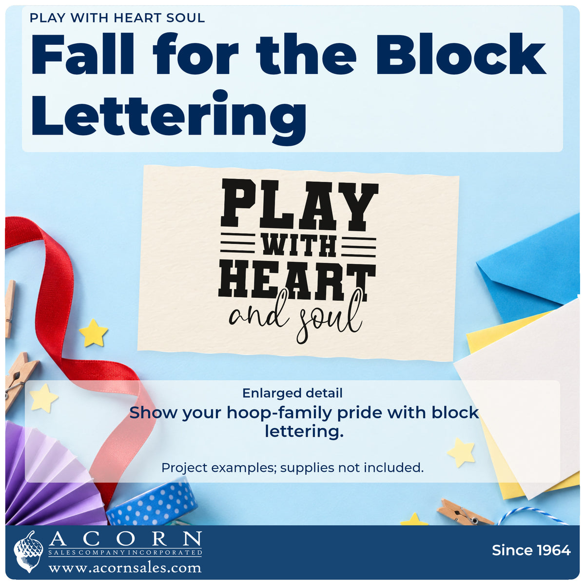 Enlarged detail of the Play With Heart Soul Pre-Inked Stamp – PSI imprint. PLAY WITH HEART and soul appears in bold block lettering with horizontal rules.