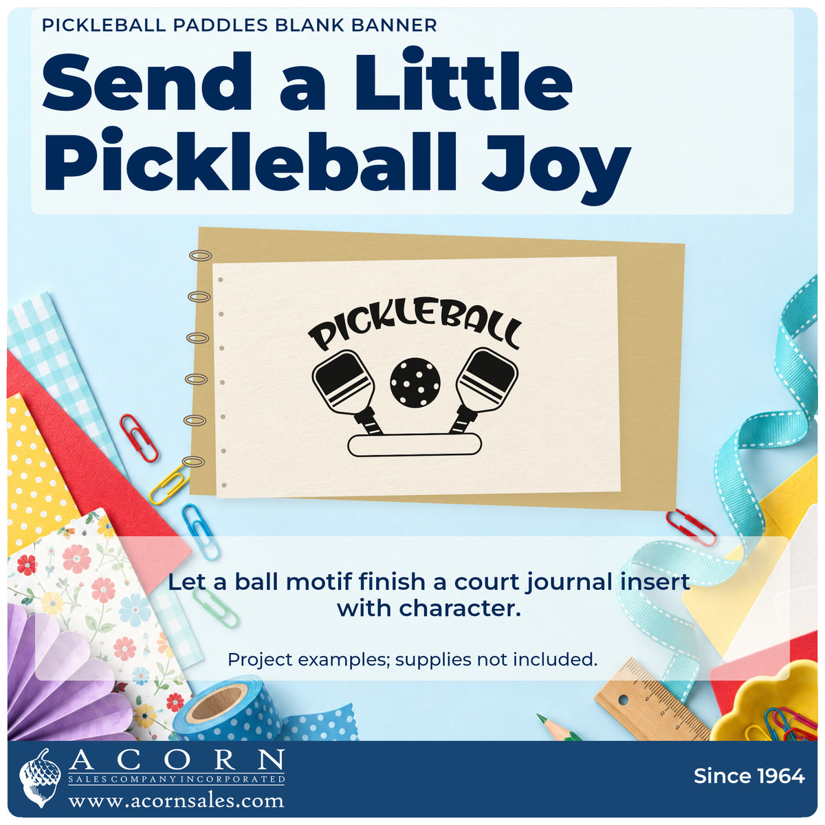 A finished handmade project stamped with the Pickleball Paddles Blank Banner Pre-Inked Stamp – Slim, ideal for weekend album page.