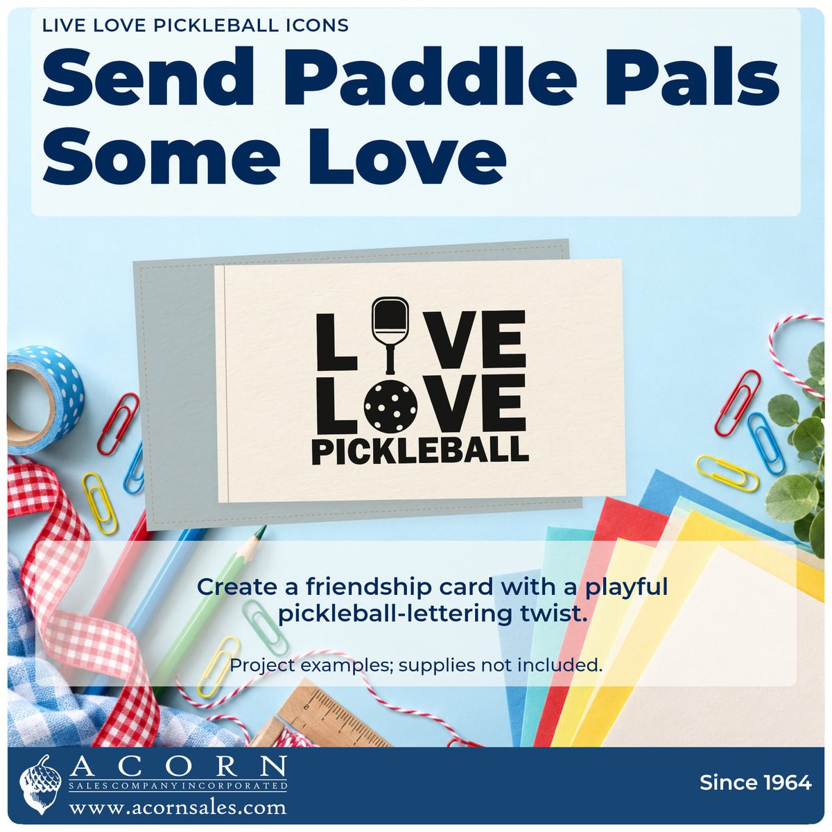 A finished handmade project stamped with the Live Love Pickleball Icons PSI Pre-Inked Stamp, ideal for resort album page.