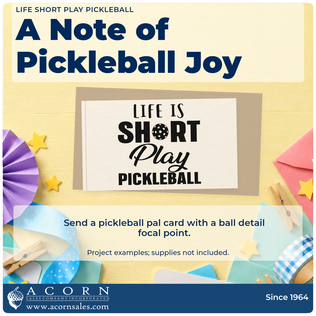 A finished handmade project stamped with the Play Pickleball Life Is Short Ball Stamp – Premium Vintage Pro Wooden, ideal for holiday album page.