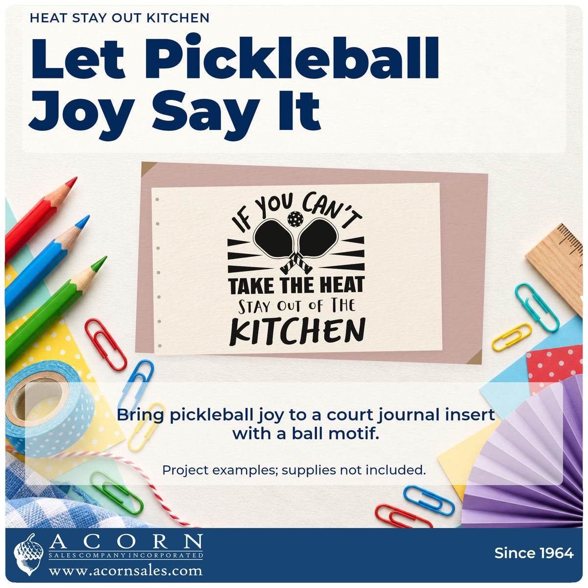 A finished handmade project stamped with the If You Can't Take The Heat Stay Out Of The Kitchen Slim Pre-Inked Stamp, ideal for potluck album page.