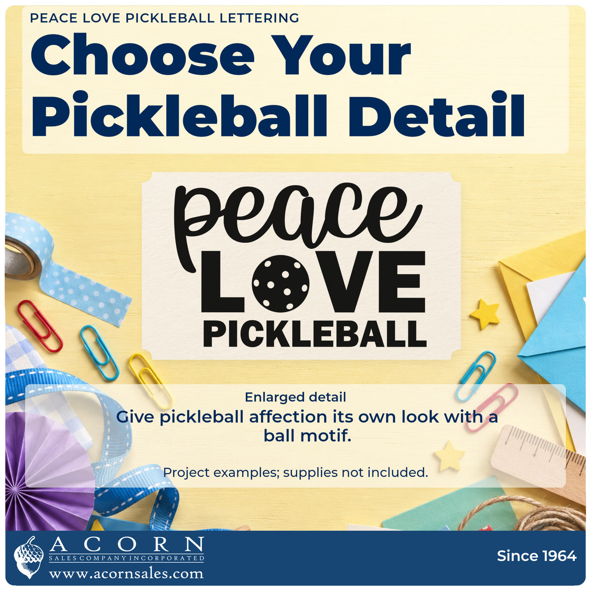 Enlarged detail of the Peace Love Pickleball Hand Stamp – Duo imprint. peace LOVE PICKLEBALL uses a perforated ball in place of the O.