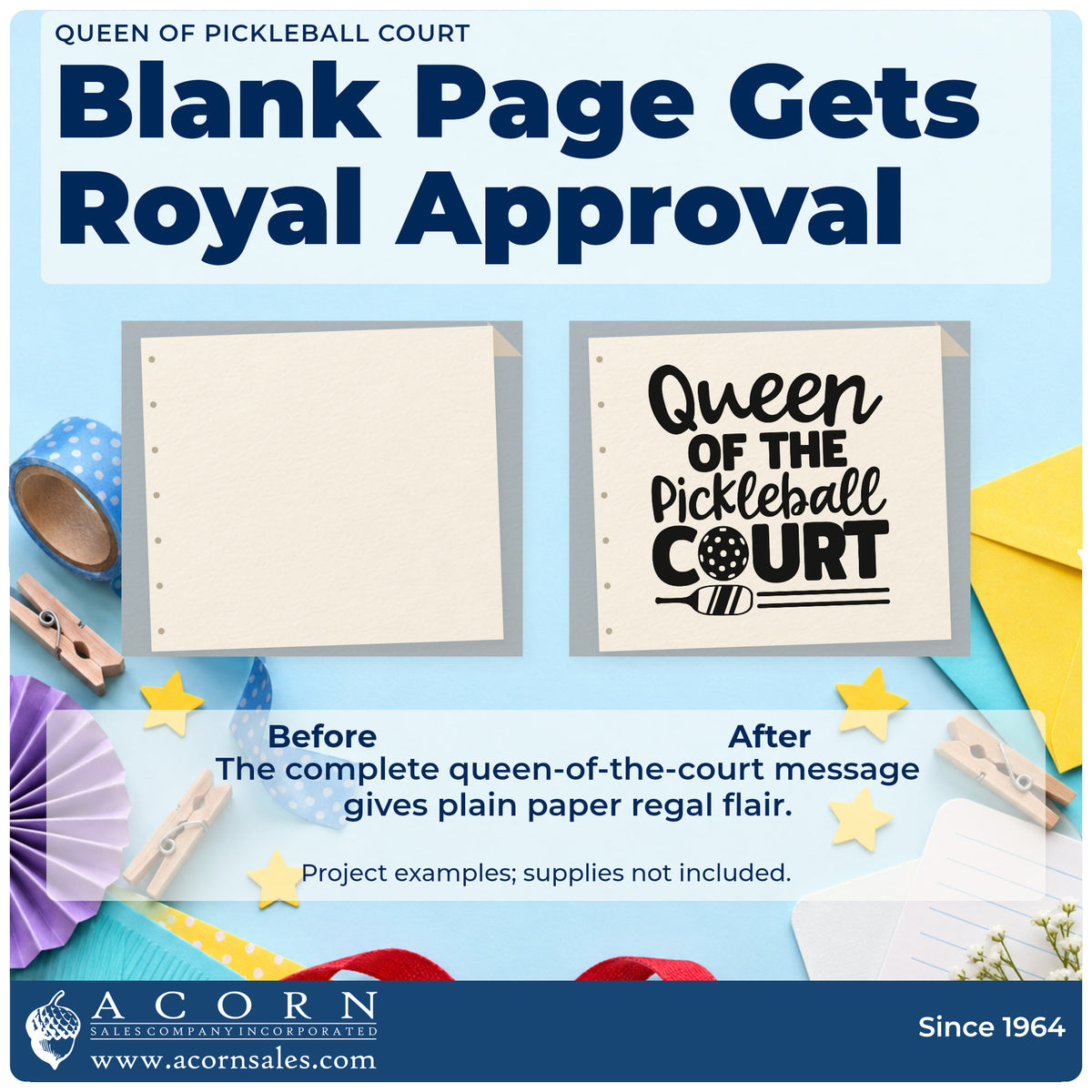 Before and after of a plain item finished with the Queen Of The Pickleball Court Premium Wooden Stamp – Vintage Pro, a quick upgrade for framed kitchen shelf.