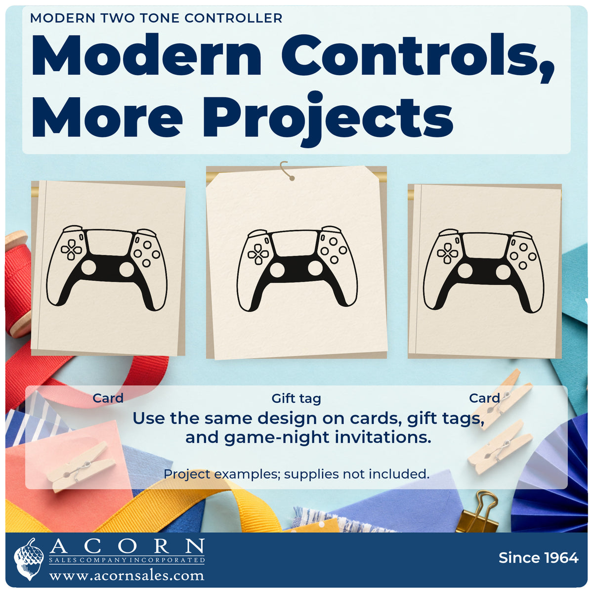 Three project examples made with the Premium Wooden Shaded Game Controller Stamp – Vintage Pro, including weekly plan sheet.