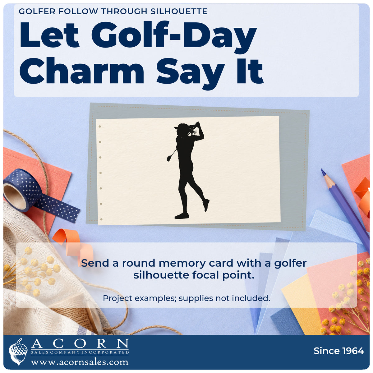 A finished handmade project stamped with the Golfer Follow Through Silhouette Hand Stamp – Duo, ideal for college album page.