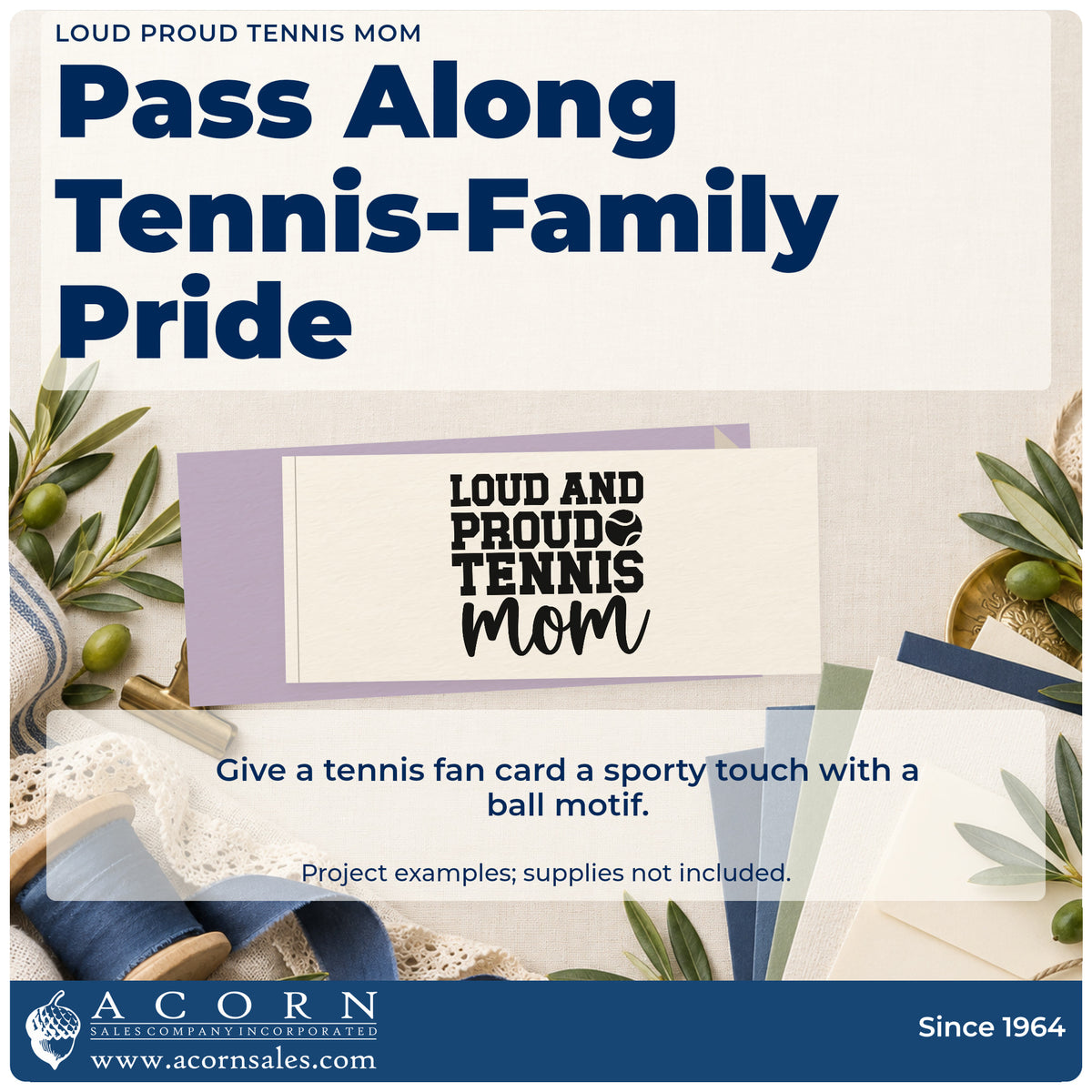 A finished handmade project stamped with the Loud Proud Tennis Mom Stamp – PSI Pre-Inked, ideal for tournament album page.