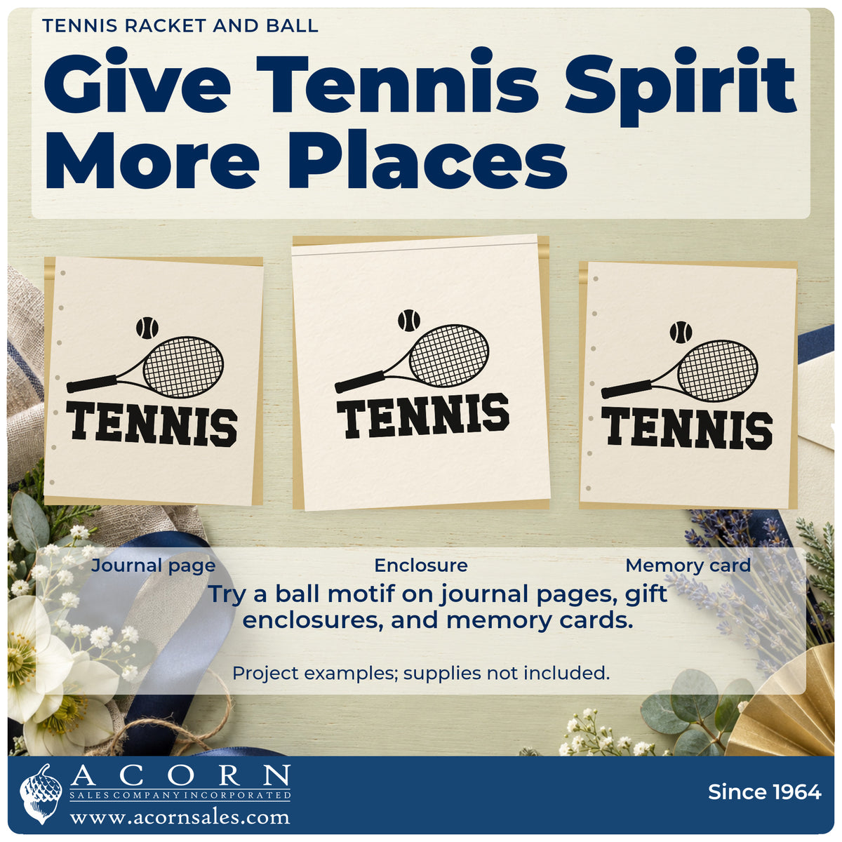 Three project examples made with the Tennis Name With Racket And Ball Hand Stamp – Duo, including job queue sheet.