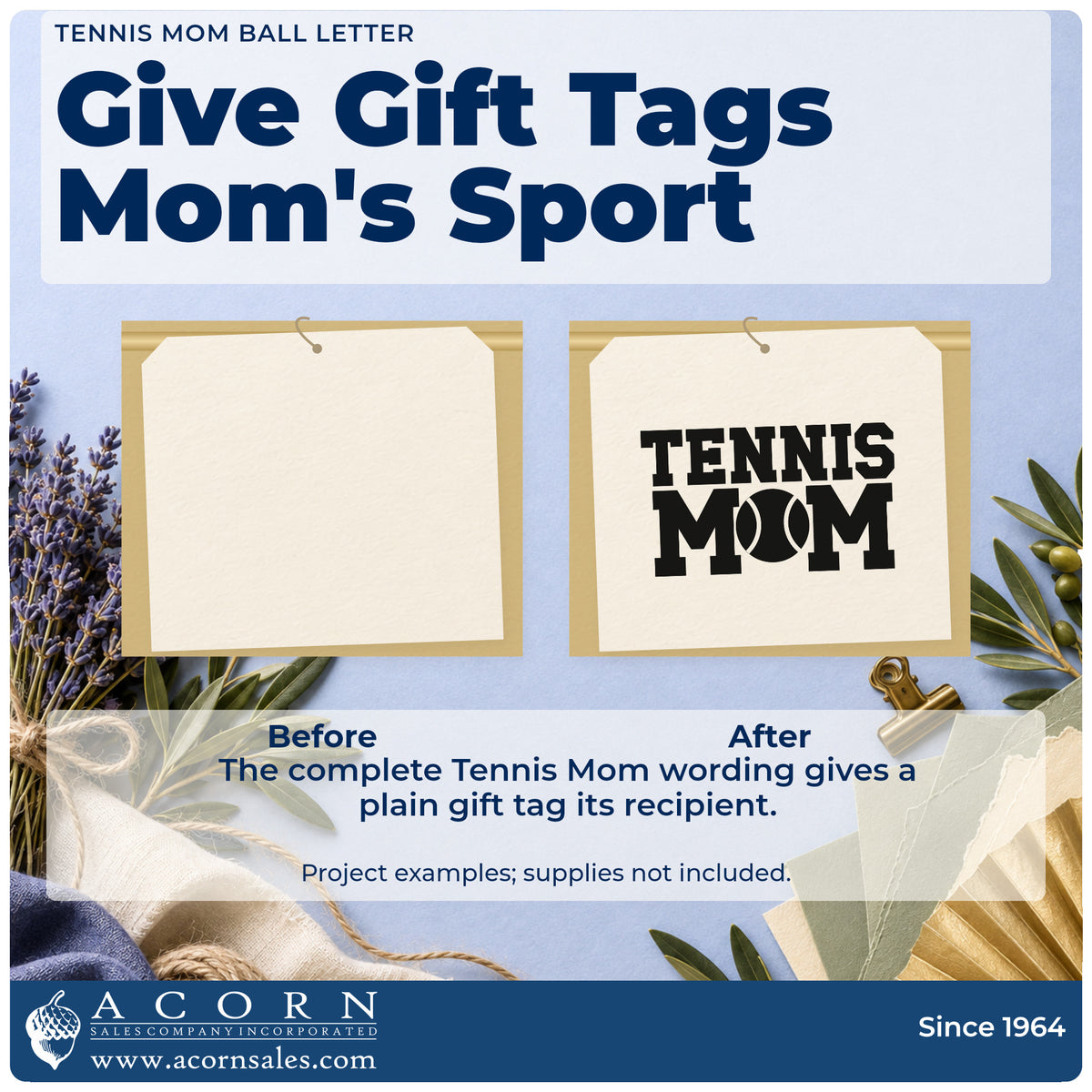 Before and after of a plain item finished with the Tennis Mom Ball Typography Pre-Inked Stamp – PSI, a quick upgrade for framed garage door.