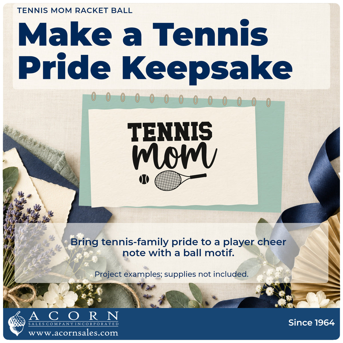 A finished handmade project stamped with the Tennis Mom Racket Ball Hand Stamp – Duo, ideal for event table album page.