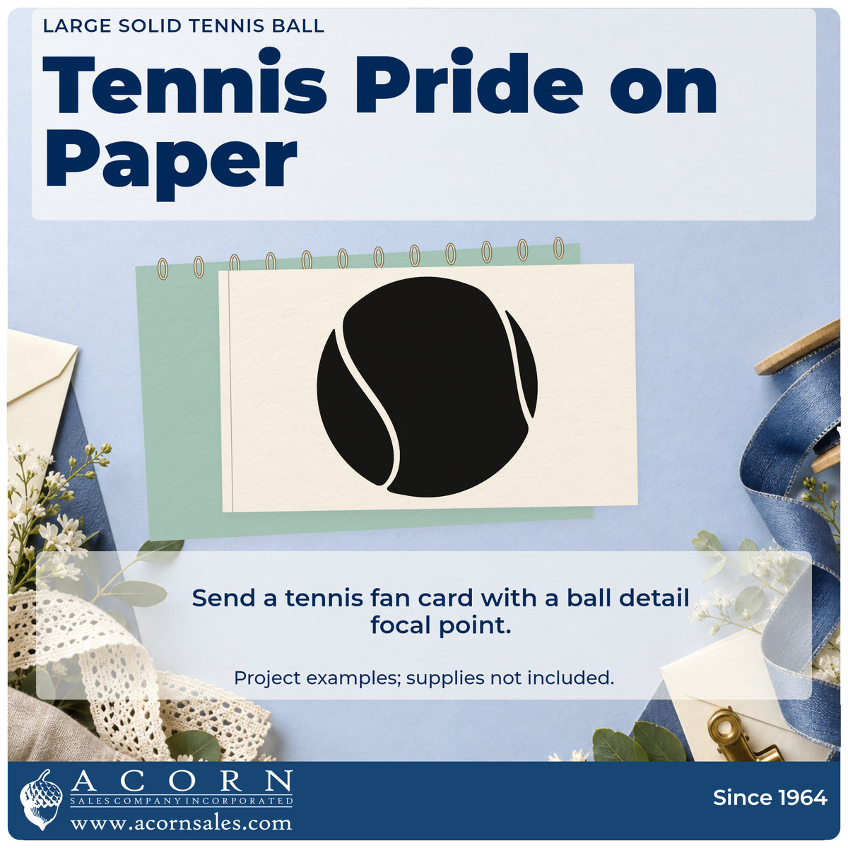 A finished handmade project stamped with the Solid Tennis Ball Seam Silhouette Self-Inking Stamp, ideal for machine album page.