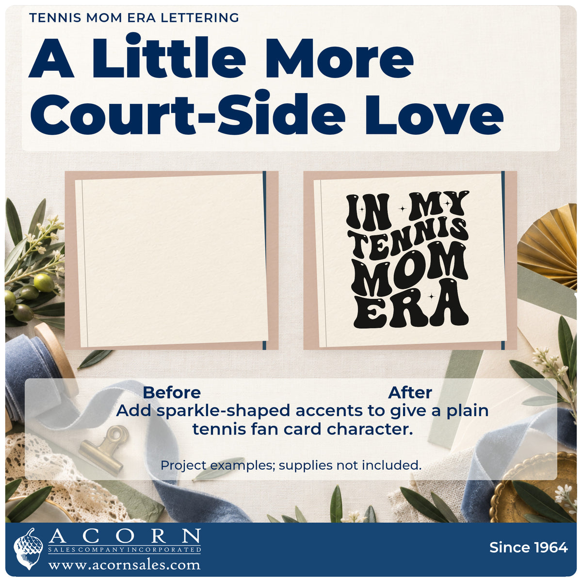 Before and after of a plain item finished with the In My Tennis Mom Era Stamp – Premium Vintage Pro Wooden, a quick upgrade for framed kitchen nook.