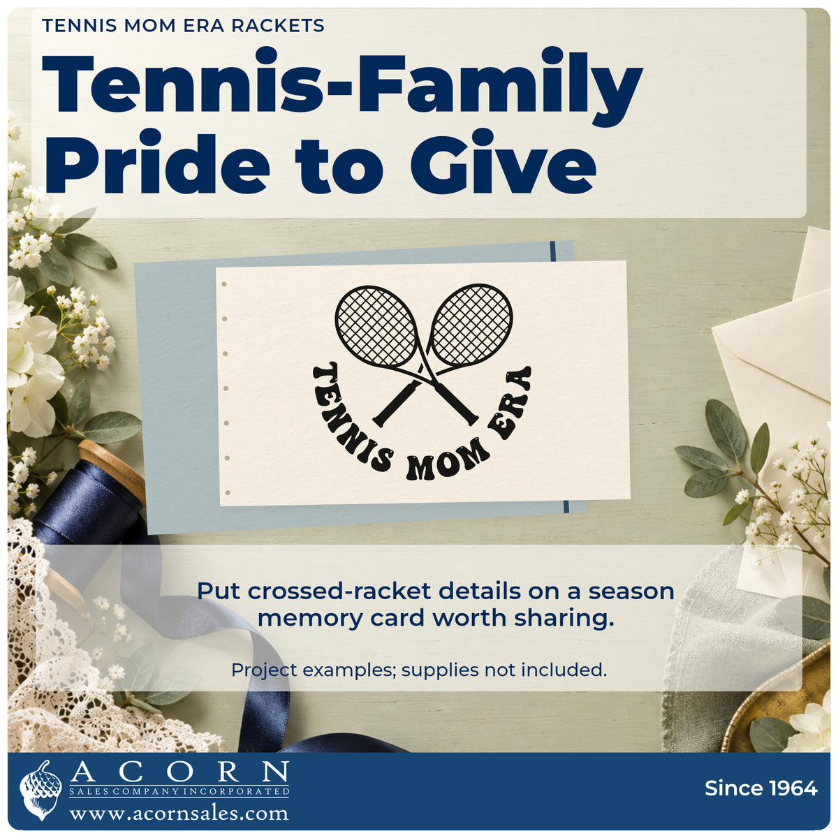A finished handmade project stamped with the Tennis Mom Era Rackets Self-Inking Stamp, ideal for photo day album page.