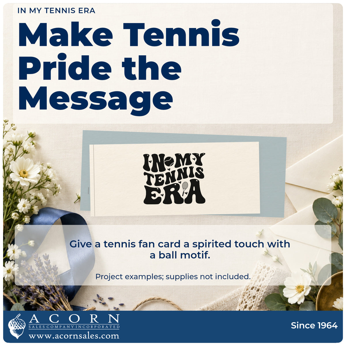 A finished handmade project stamped with the In My Tennis Era Lettering Stamp – Slim Pre-Inked, ideal for comeback album page.