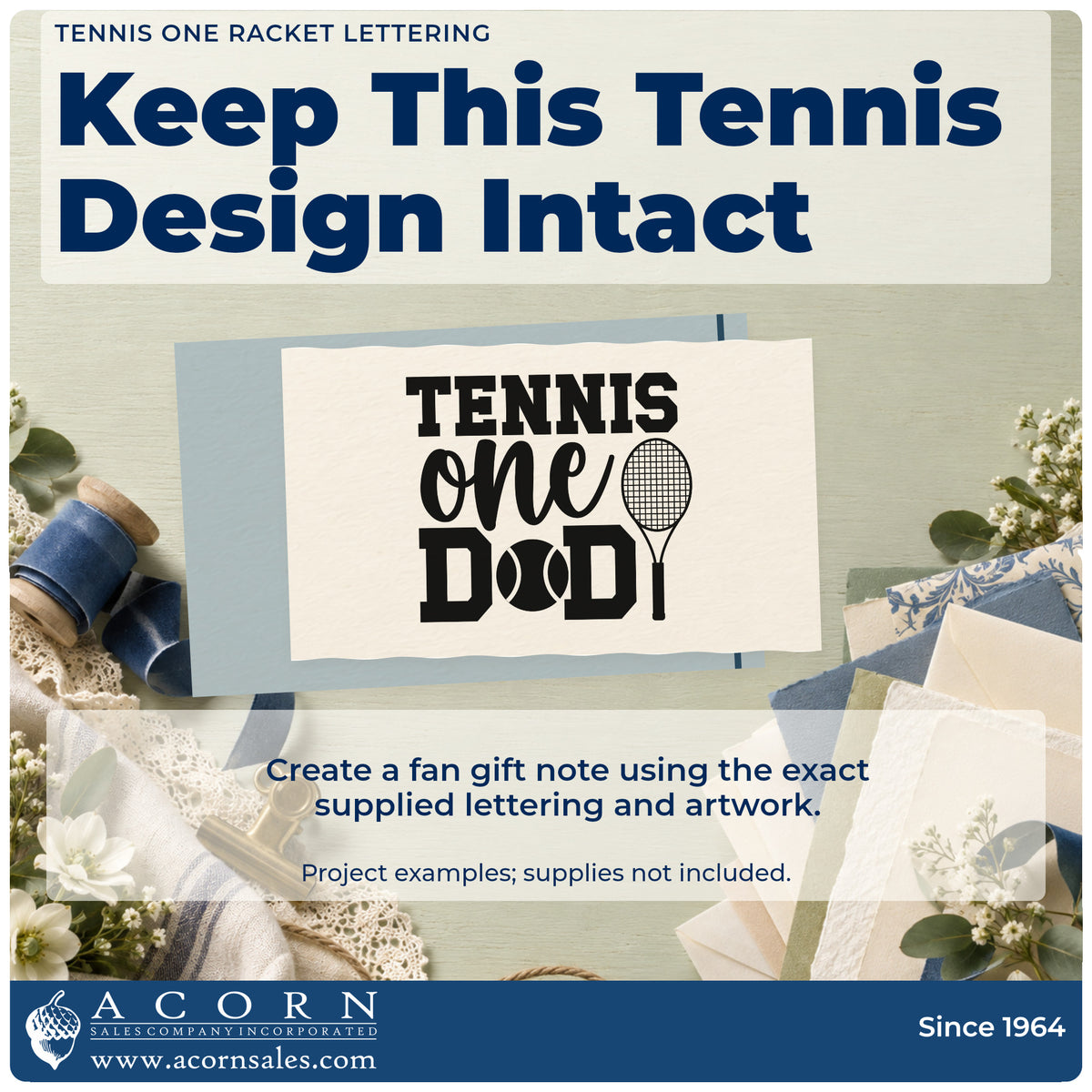 A finished handmade project stamped with the Tennis One Racket Lettering PSI Pre-Inked Stamp, ideal for garage job album page.