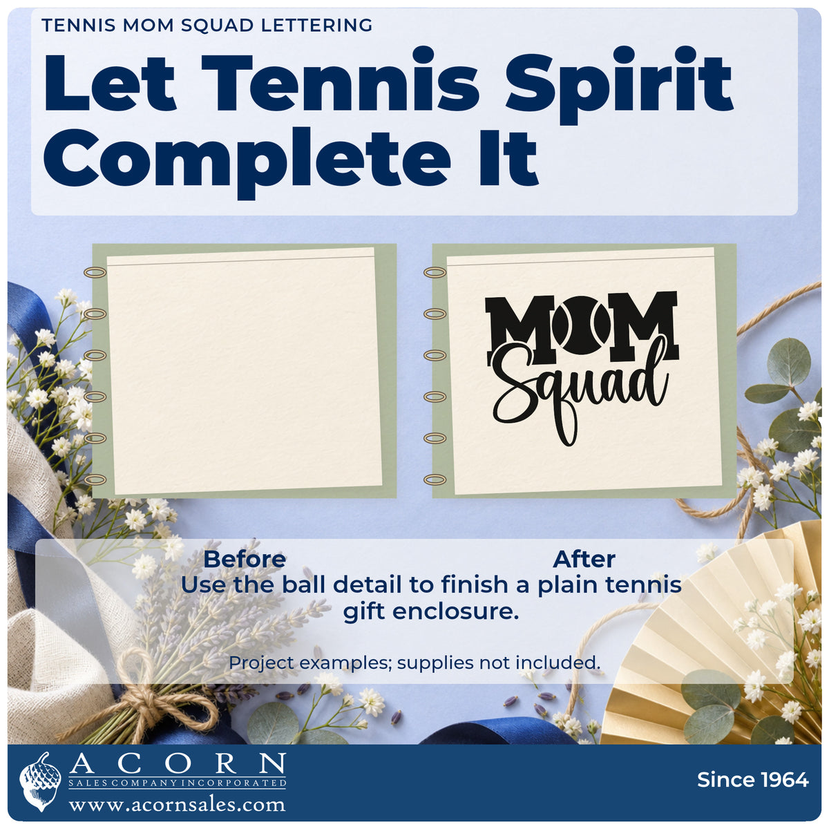 Before and after of a plain item finished with the Premium Wooden Tennis Mom Squad Word Art Stamp – Vintage Pro, a quick upgrade for framed court bench.