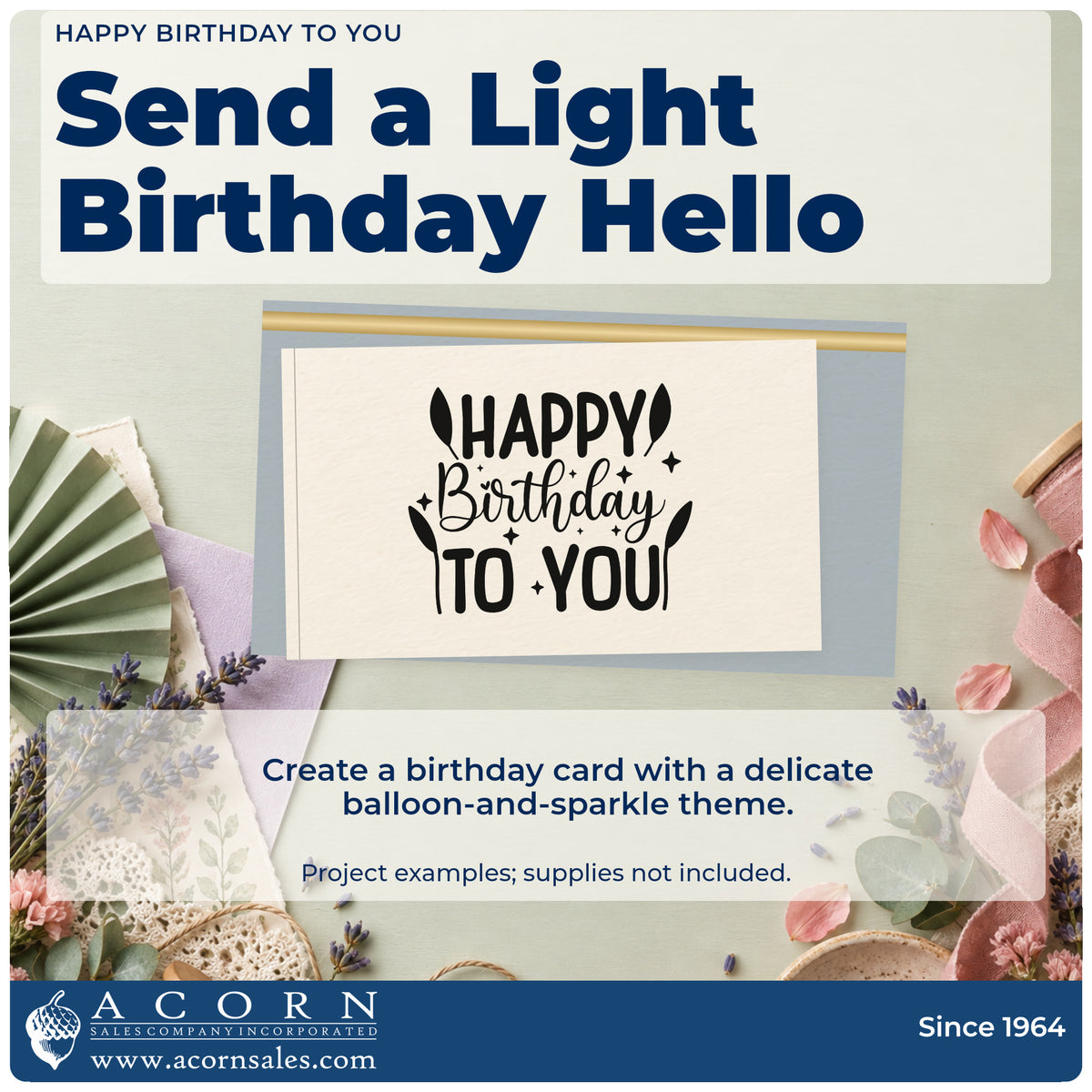 A finished handmade project stamped with the Happy Birthday To You Balloons Stamp – Premium Vintage Pro Wooden, ideal for screen album page.