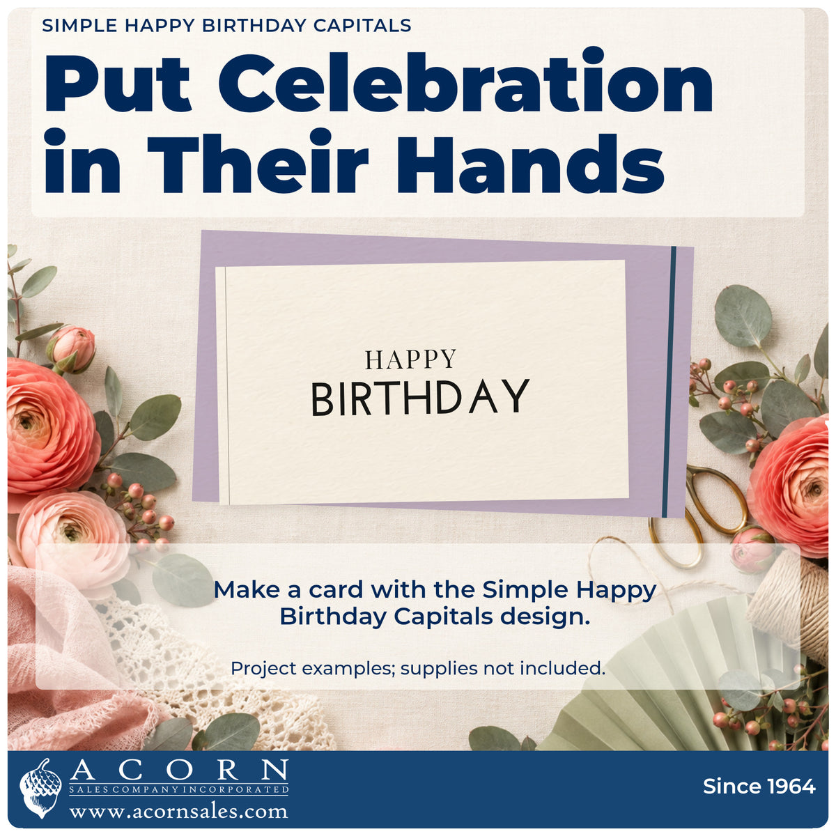 A finished handmade project stamped with the Simple Happy Birthday Capitals Serif Lettering Hand Stamp – Duo, ideal for dinner album page.