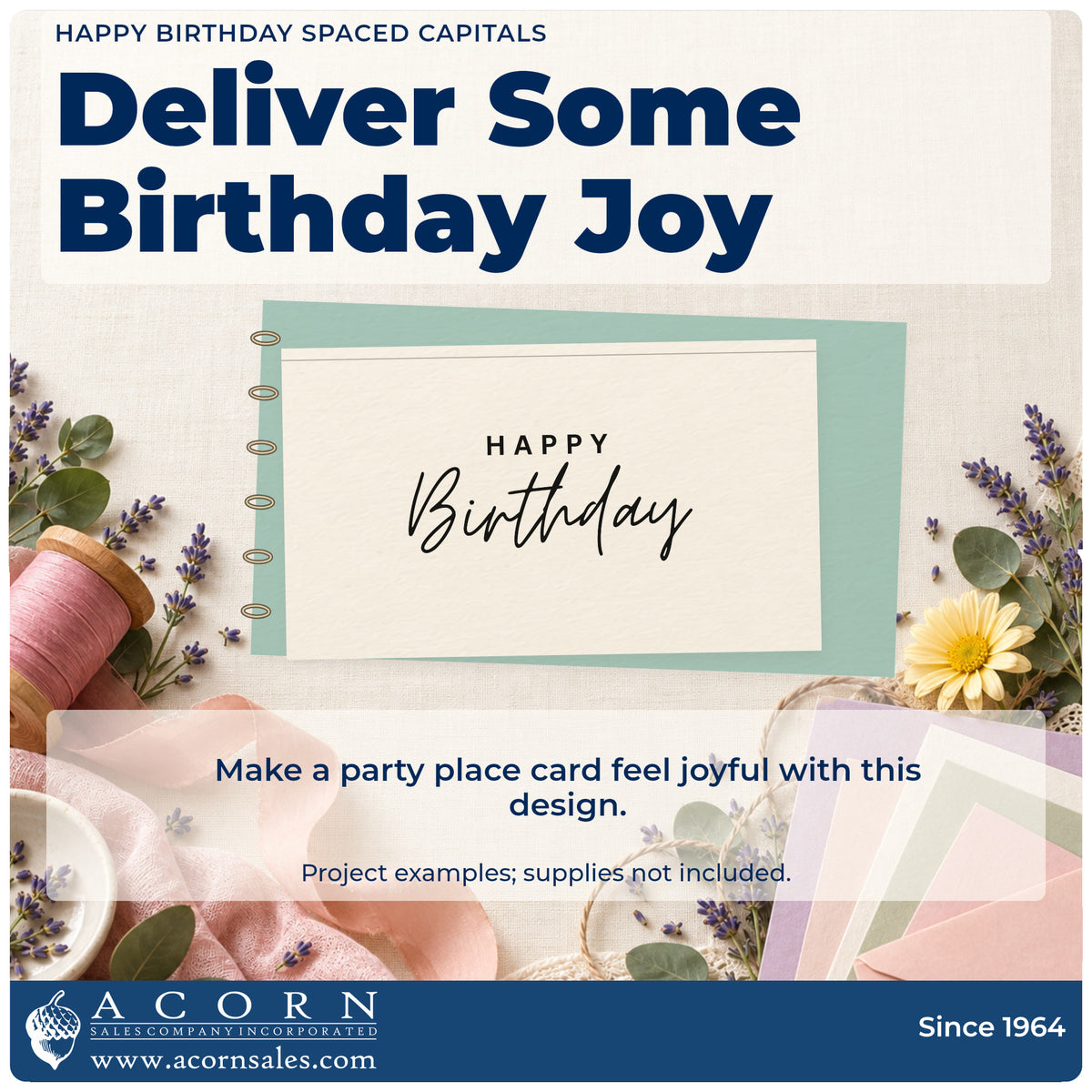 A finished handmade project stamped with the Happy Birthday Spaced Capitals Script Lettering Hand Stamp – Duo, ideal for newsletter album page.