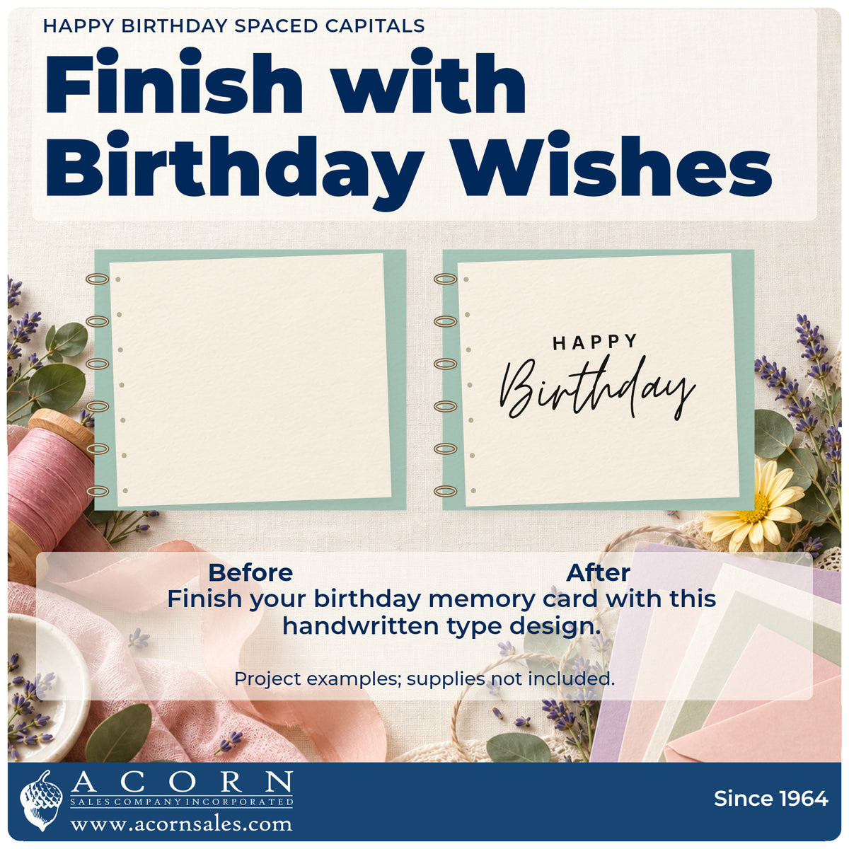 Before and after of a plain item finished with the Happy Birthday Spaced Capitals Script Lettering Hand Stamp – Duo, a quick upgrade for framed club office.