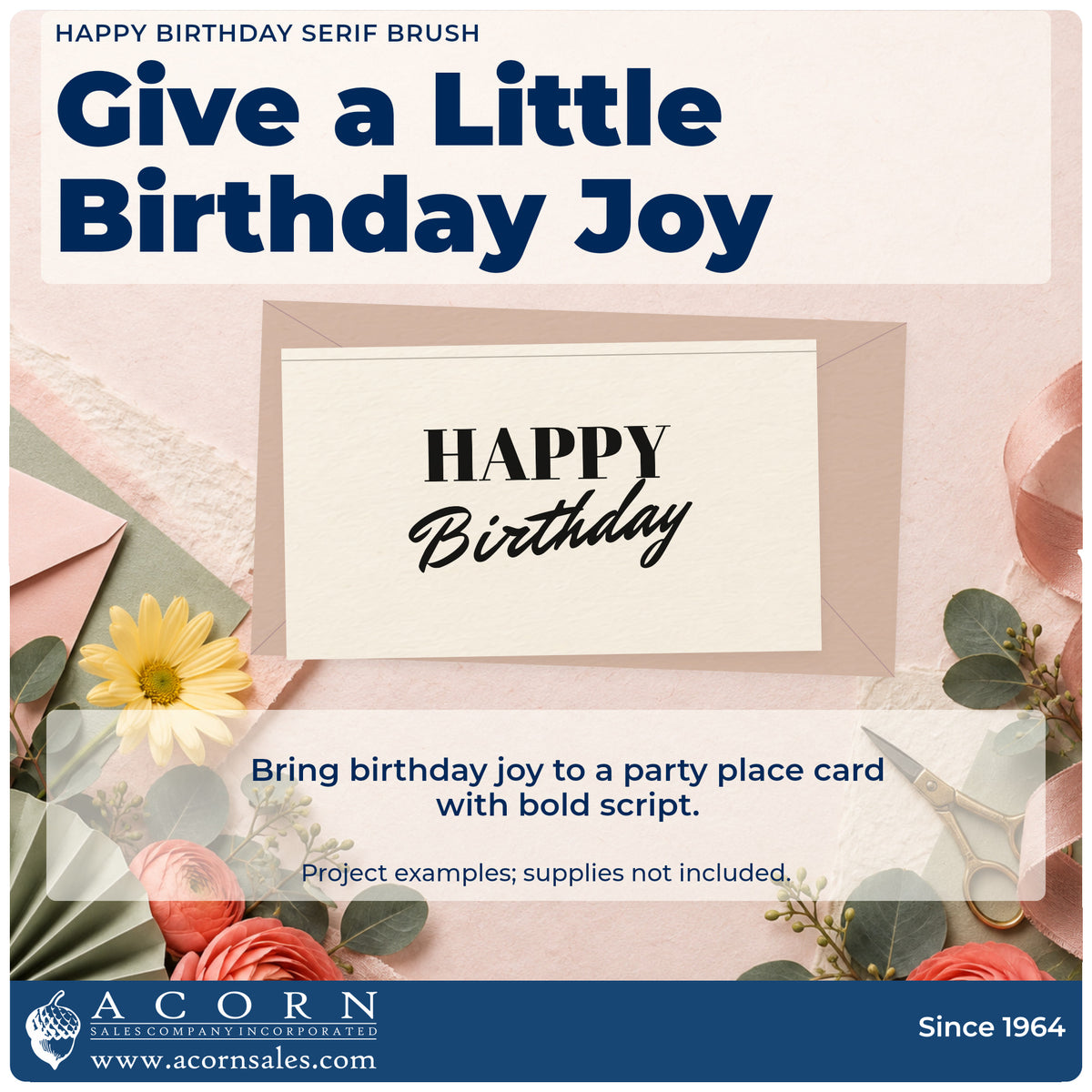 A finished handmade project stamped with the Happy Birthday Serif Brush Script Lettering Stamp – Self-Inking, ideal for alley party album page.