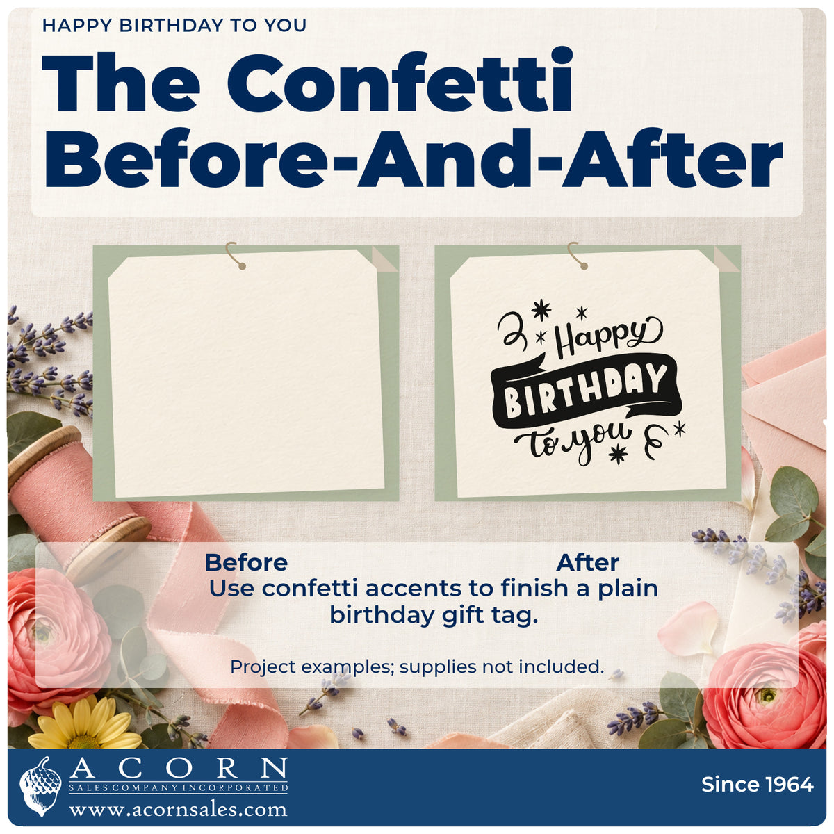 Before and after of a plain item finished with the Premium Wooden Happy Birthday To You Star Accents Stamp – Vintage Pro, a quick upgrade for framed class room.